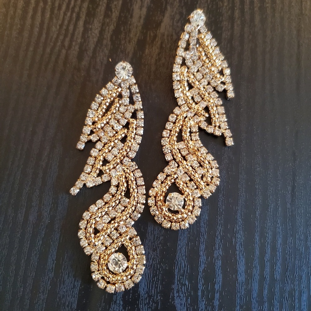 Long Crystal Dangle Earrings